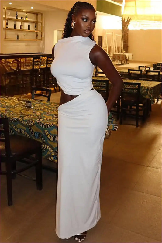 Asymmetric Two-piece Set with Ruched Skirt - Modern Muse for Bodycon, Casual, co Ord, Cutout,