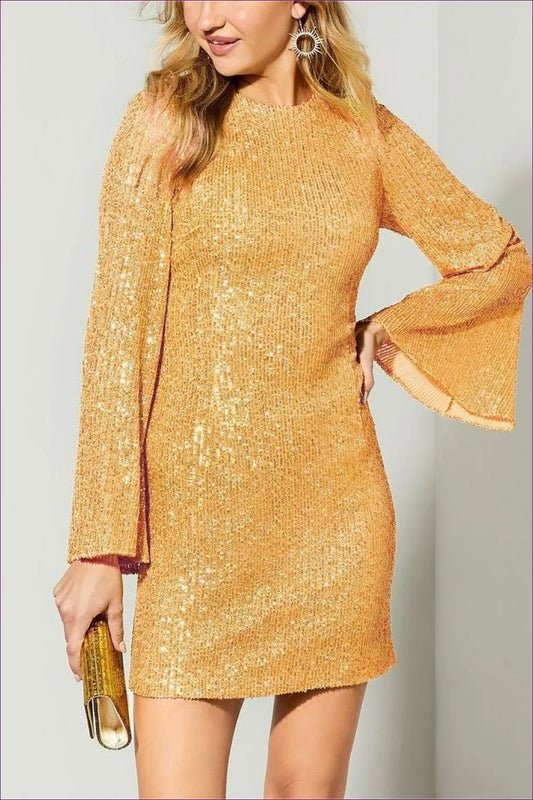 Embrace The Cooler Seasons With a Dress That Reflects Your Inner Shine. The Autumn Winter Sequined Flare