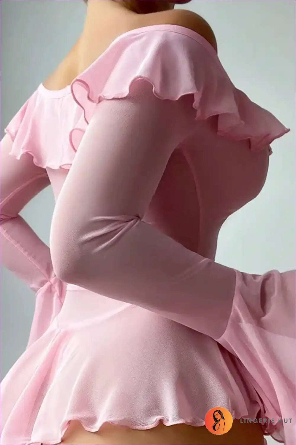 Babydoll Bodysuit with Ruffle Sleeves and Off-shoulder - Sweet Escape for Babydoll, Bodysuit, Boudoir,