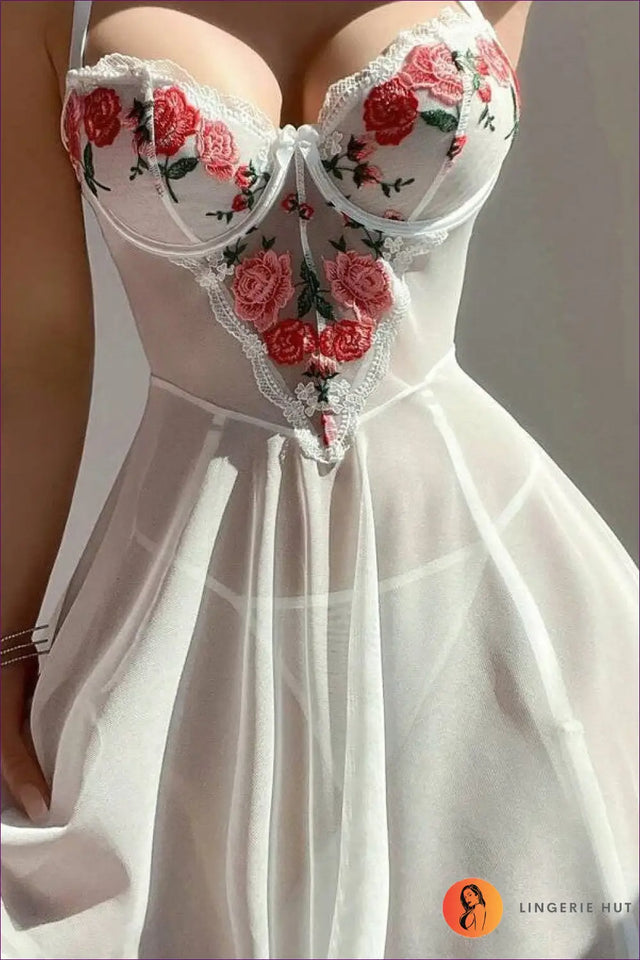 Babydoll with Floral Embroidered Bust - Romantic Bloom