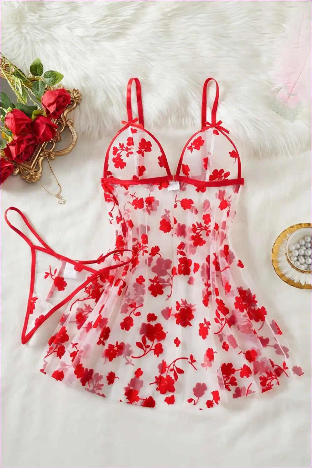 Babydoll with Floral Embroidery - Romance Blooms for A-line, Babydoll, Boudoir, Evening Wear,