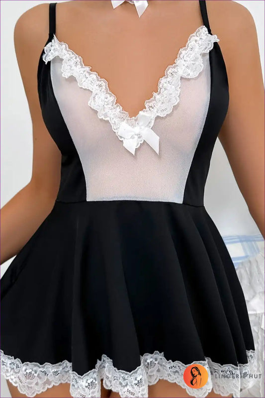 Babydoll with Lace Trim - Midnight Elegance - s / Black - Lingerie Hut - A-line • All Season • Boudoir • Glamour