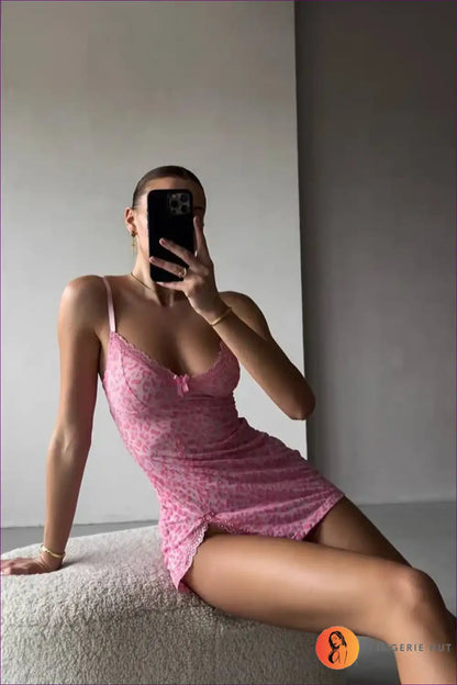 Babydoll with Leopard Lace and Split Hem - Bedroom Confidence for Animal, Babydoll, Boudoir, Date Night,