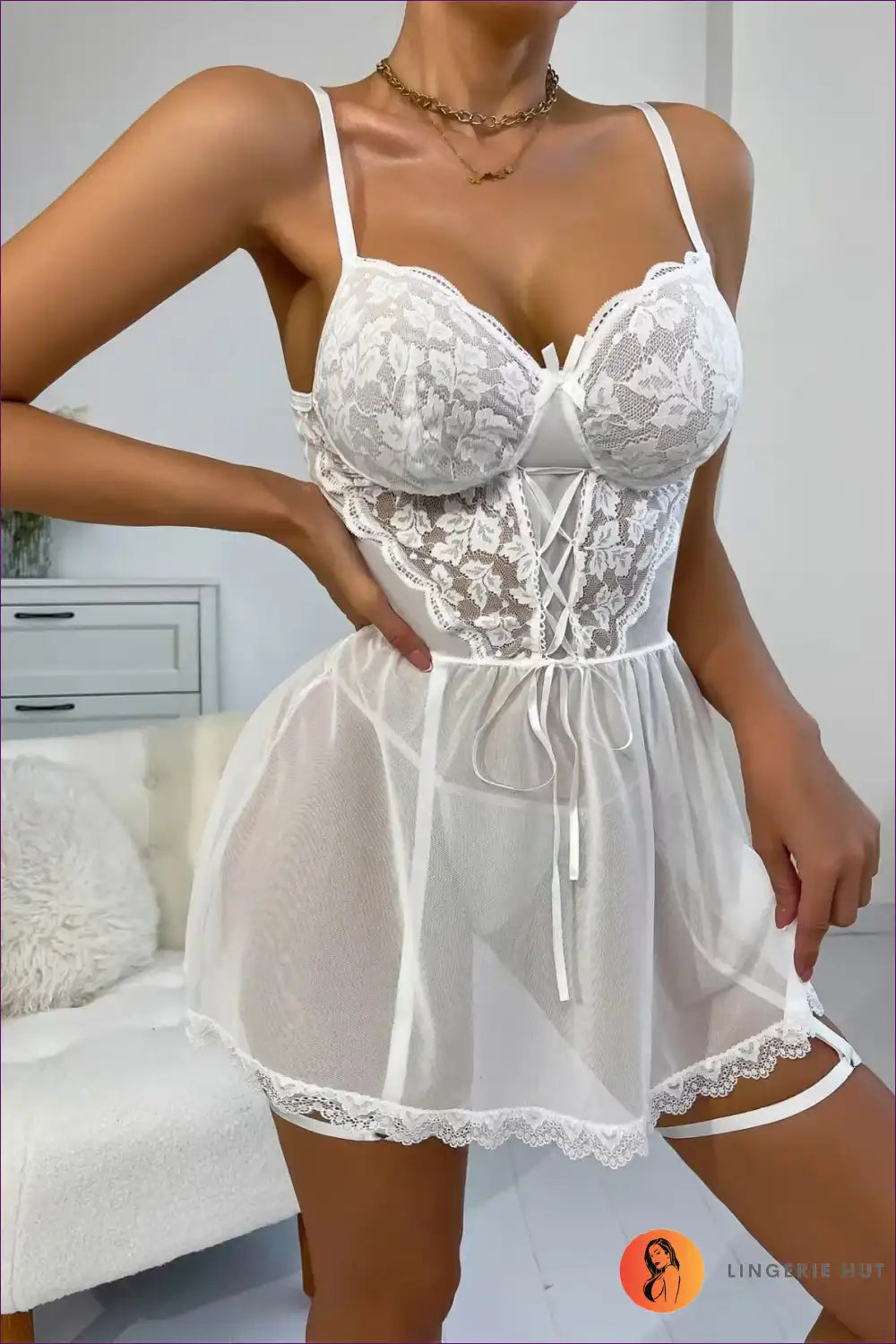 Babydoll Lingerie with Lace Corset Detail - Bedroom Confidence for Babydoll, Backless, Boudoir, Corset, Date