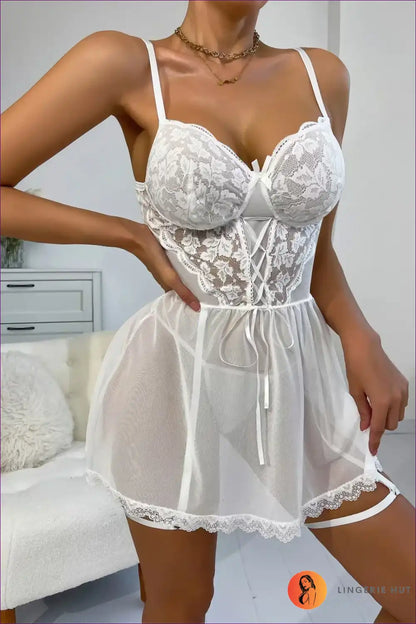 Babydoll Lingerie with Lace Corset Detail - Bedroom Confidence for Babydoll, Backless, Boudoir, Corset, Date