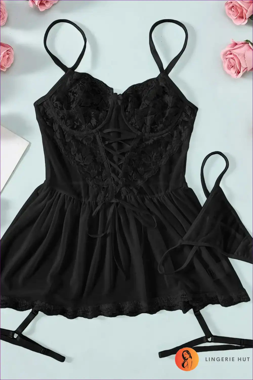 Babydoll Lingerie with Lace Corset Detail - Bedroom Confidence for Babydoll, Backless, Boudoir, Corset, Date