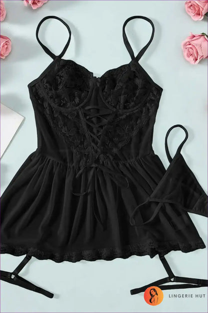 Babydoll Lingerie with Lace Corset Detail - Bedroom Confidence for Babydoll, Backless, Boudoir, Corset, Date