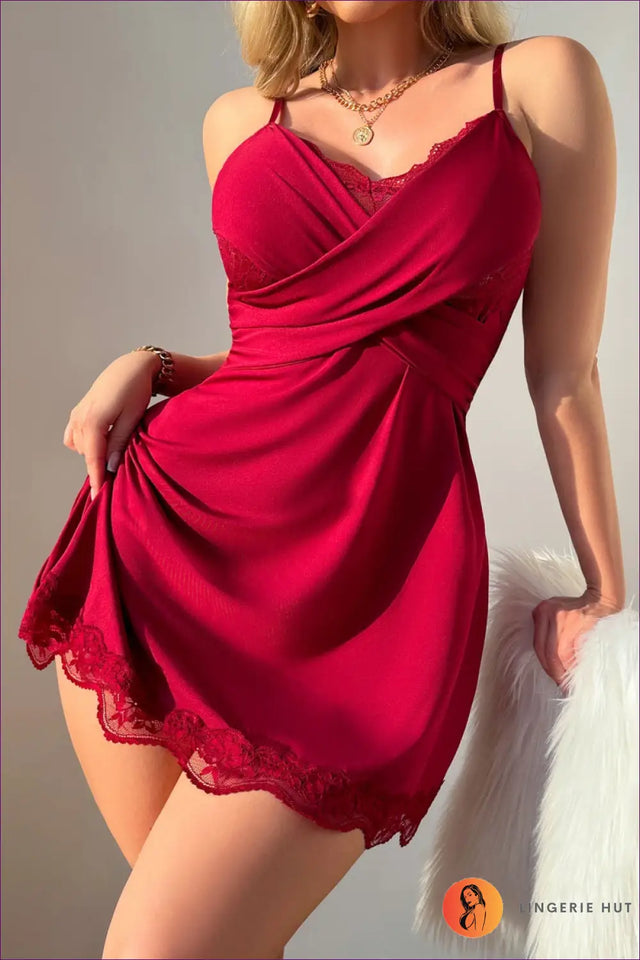 Babydoll Nightdress with Crossover Lace - Romantic Evenings Mood