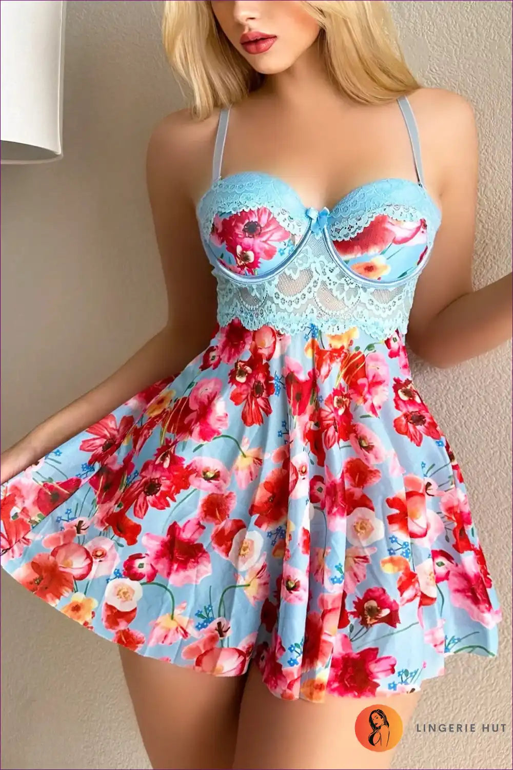 Babydoll Nightgown with Floral Print - Lazy Morning Romance for Babydoll, Everyday, Floral, just In, Lace