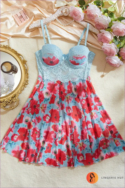 Babydoll Nightgown with Floral Print - Lazy Morning Romance for Babydoll, Everyday, Floral, just In, Lace