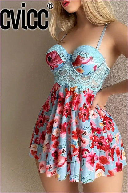 Babydoll Nightgown with Floral Print - Lazy Morning Romance for Babydoll, Everyday, Floral, just In, Lace