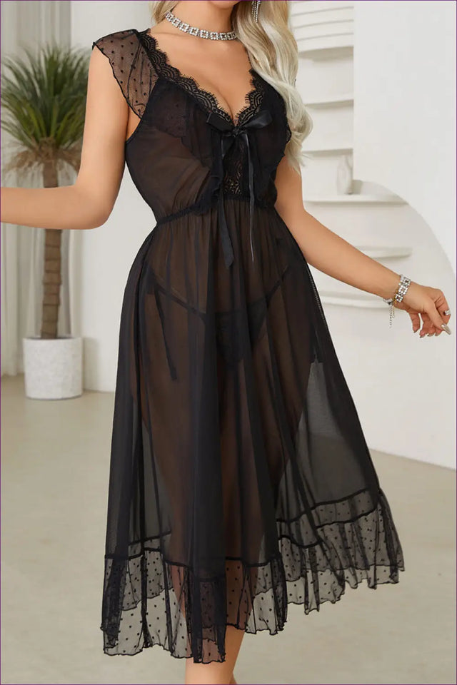 Polka Dot Mesh Babydoll - Vintage Charm, Modern Allure