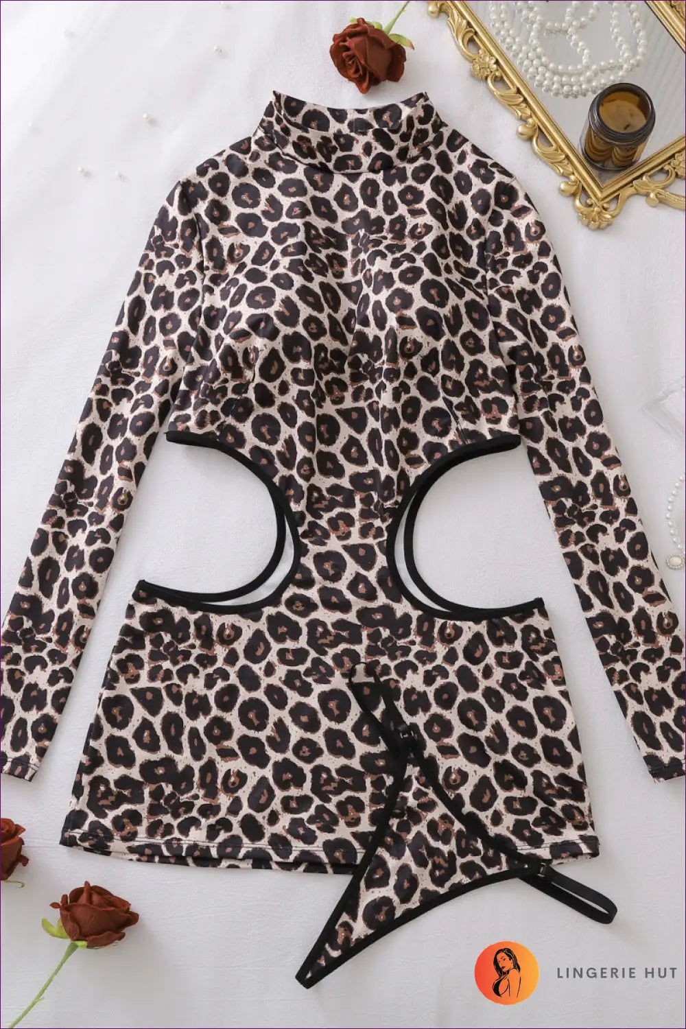 Bodycon Dress with Cutout Detail - Sunlit Ease - s / Brown - Animal • Clubwear • Dresses - Lingerie Hut