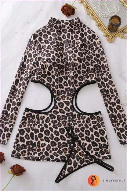 Bodycon Dress with Cutout Detail - Sunlit Ease - s / Brown - Animal • Clubwear • Dresses - Lingerie Hut