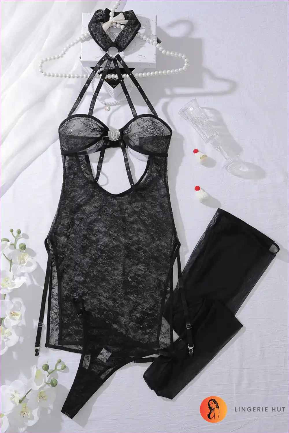 Babydoll with Strappy Cut-outs and Lace Overlay - Nightly Intrigue for Babydoll, Boudoir, Cutout, Evening