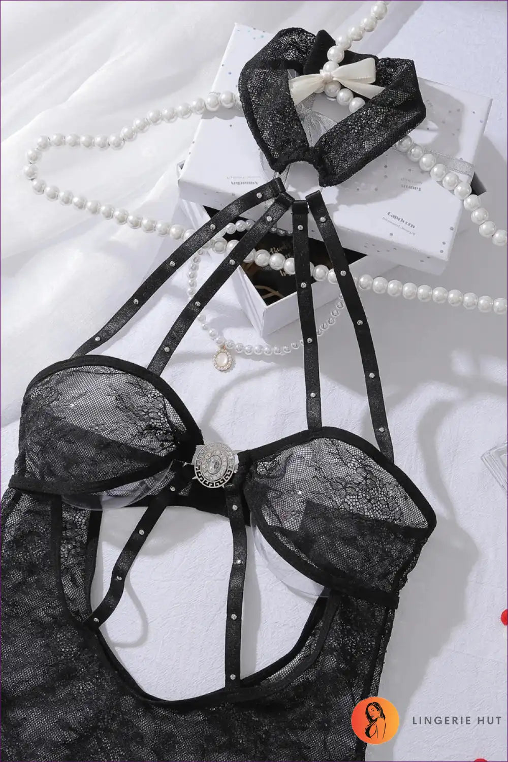 Babydoll with Strappy Cut-outs and Lace Overlay - Nightly Intrigue for Babydoll, Boudoir, Cutout, Evening