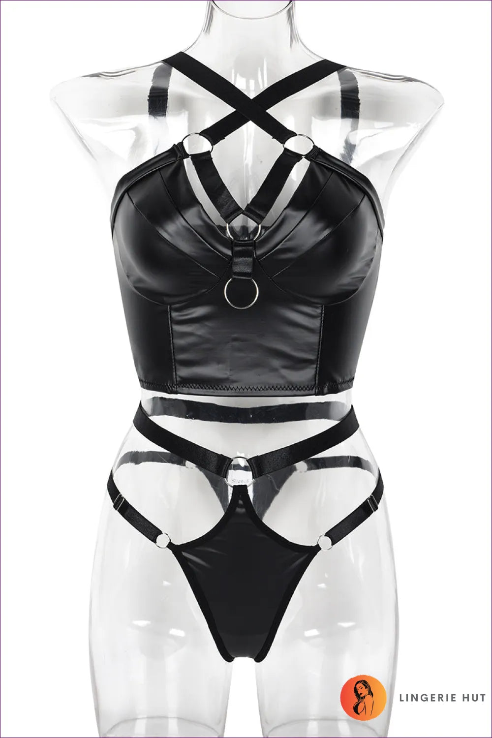 Unleash Your Seductive Side With This Alluring Faux Leather Lingerie Set! Style The Inner Temptress In Unique