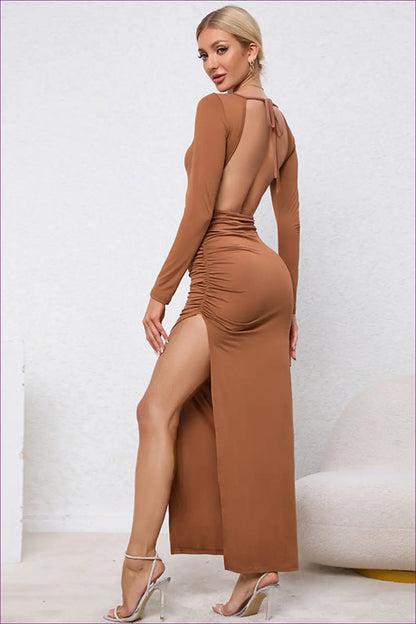 Backless Bodycon Midi Dress - Effortless Evening Glamour - Dresses - Lingerie Hut - Autumn • Backless • Cutout