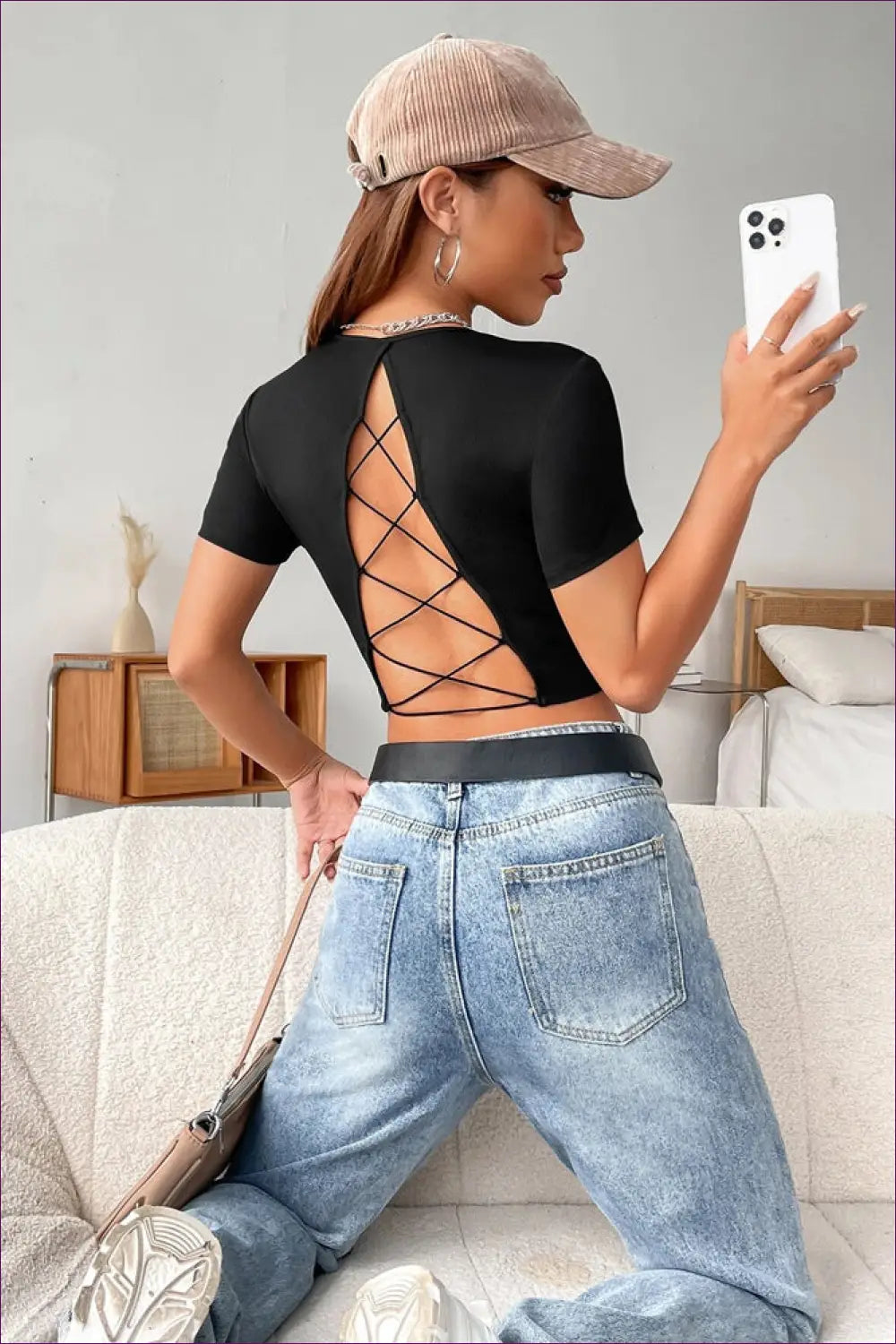 Backless Crop Top - Effortless Everyday Chic - Shirts & Tops - Lingerie Hut - Backless • Casual • Date Night