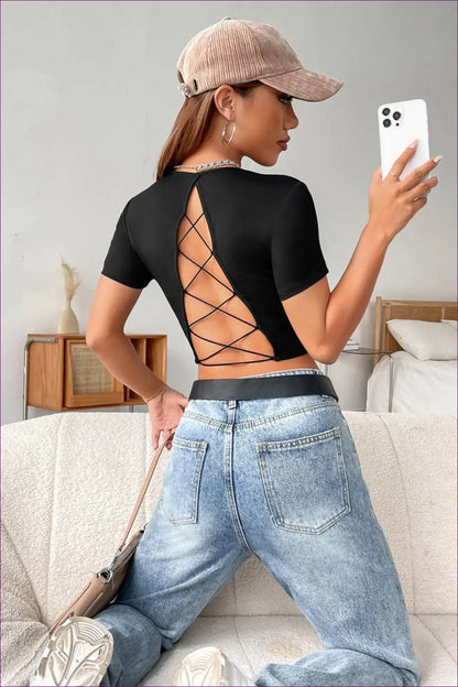 Backless Crop Top - Effortless Everyday Chic - Shirts & Tops - Lingerie Hut - Backless • Casual • Date Night
