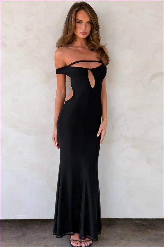 Backless Cut-out Maxi Dress for Party Nights - Sleek and Sultry Autumn, Backless, Bodycon, Clubwear, Cutout
