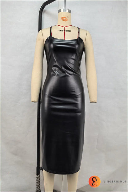 Backless Faux Leather Midi Dress - After-dark Glamour - s / Black - Dresses - Backless • Bodycon • Clubwear • Evening