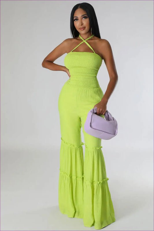 Backless Halter Jumpsuit - Summer Evenings Sorted - s / Light Green - Jumpsuits & Rompers - Lingerie Hut - Backless