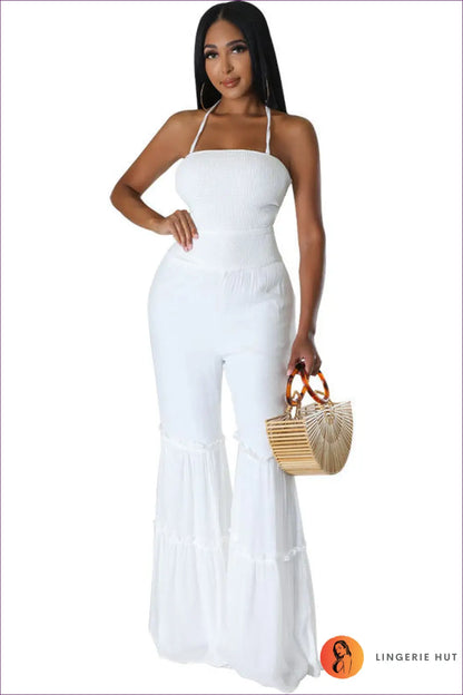 Backless Halter Jumpsuit - Summer Evenings Sorted - Backless • Casual • Clothing • Cutout • Elegant - Lingerie Hut