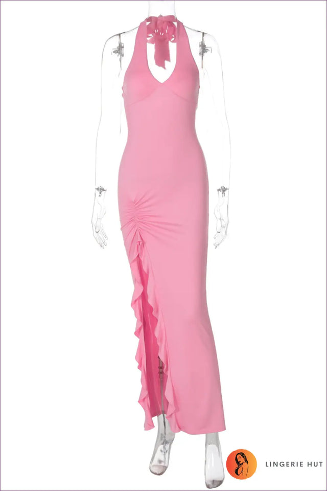 Backless Halter Maxi Dress - Effortless Evening Glamour