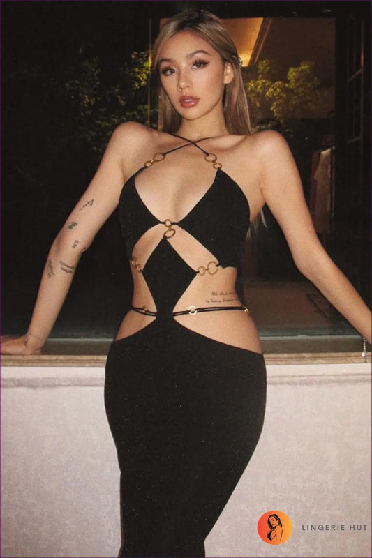 Backless Halter Midi Dress - Made for Summer Evenings - Dresses - Lingerie Hut - Backless • Bodycon • Cutout • Date