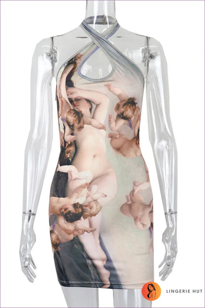 Backless Halter Mini Dress - Summer Evenings Sorted - s / Khaki - Dresses - Lingerie Hut - Backless • Bodycon