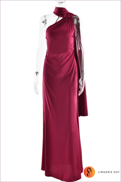 Backless Halter Satin Maxi Dress - Understated Glamour - s / Burgundy - Dresses - Lingerie Hut - A-line • All Season
