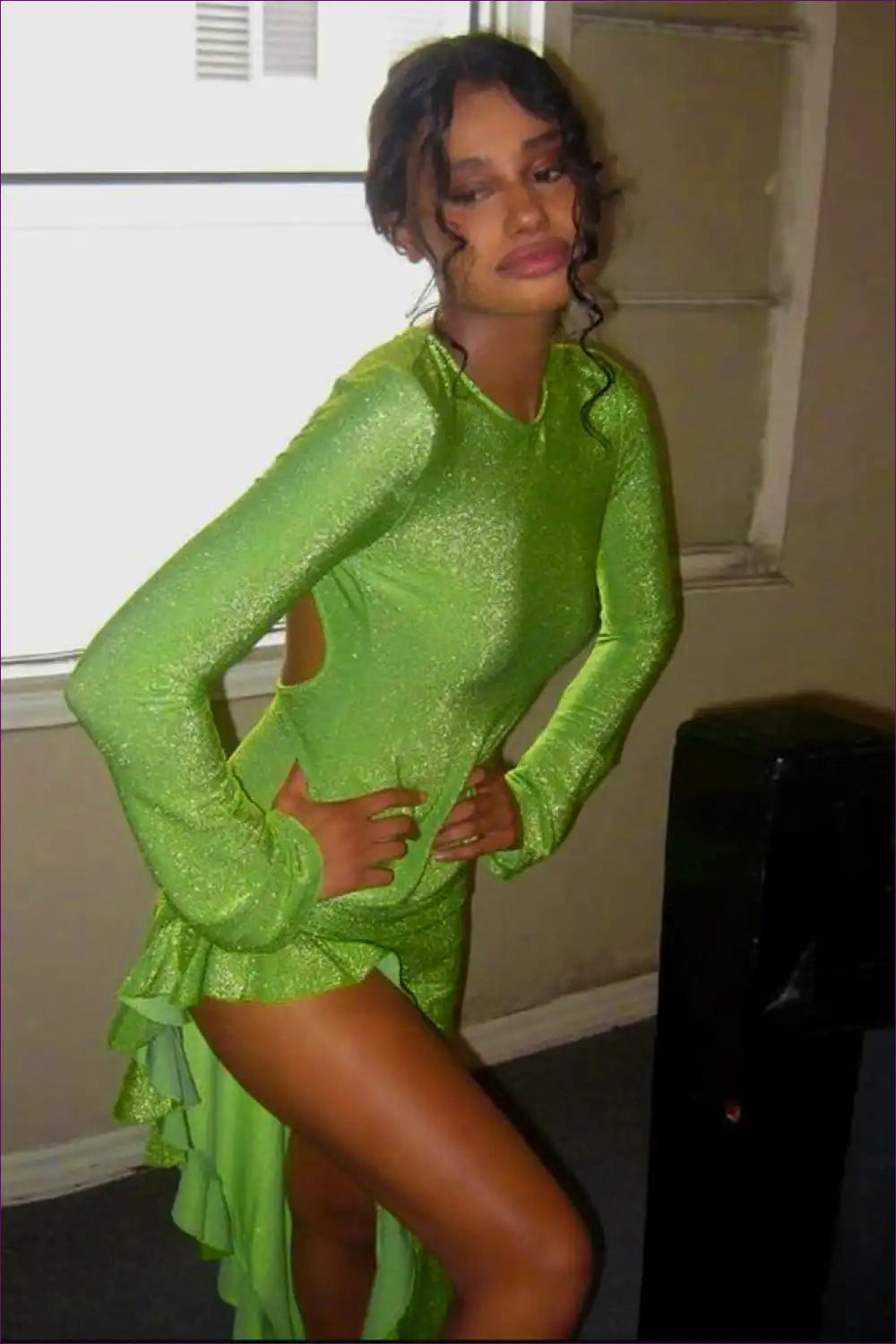 Backless High-slit Maxi Dress with Long Sleeves - Bold Evening Drama for Backless, Date Night, Evening Wear,