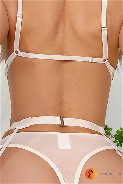 Backless Lingerie Set with Cutouts and Lace Trim - Solid for Backless, Boudior, Boudoir, Cutout, Fishnet