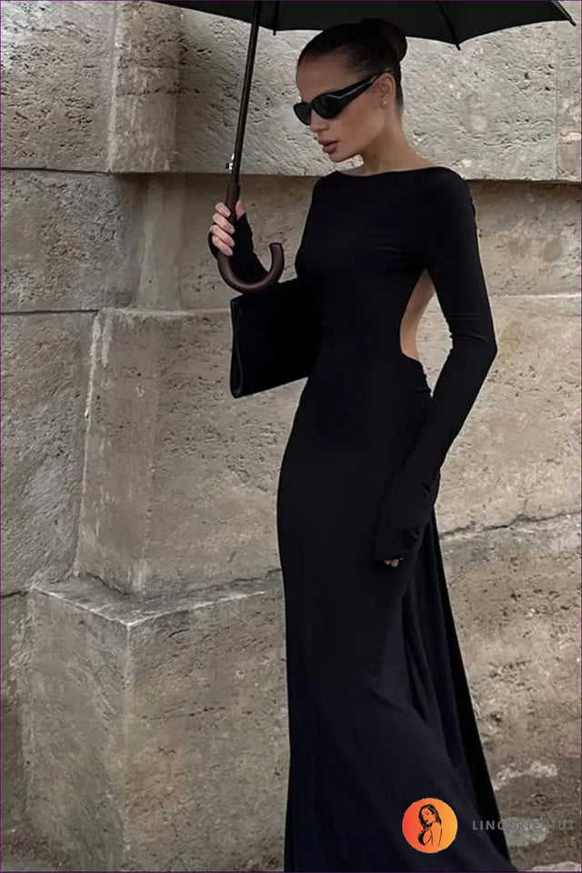 Backless Maxi Dress with Chain Detail - Understated Glamour