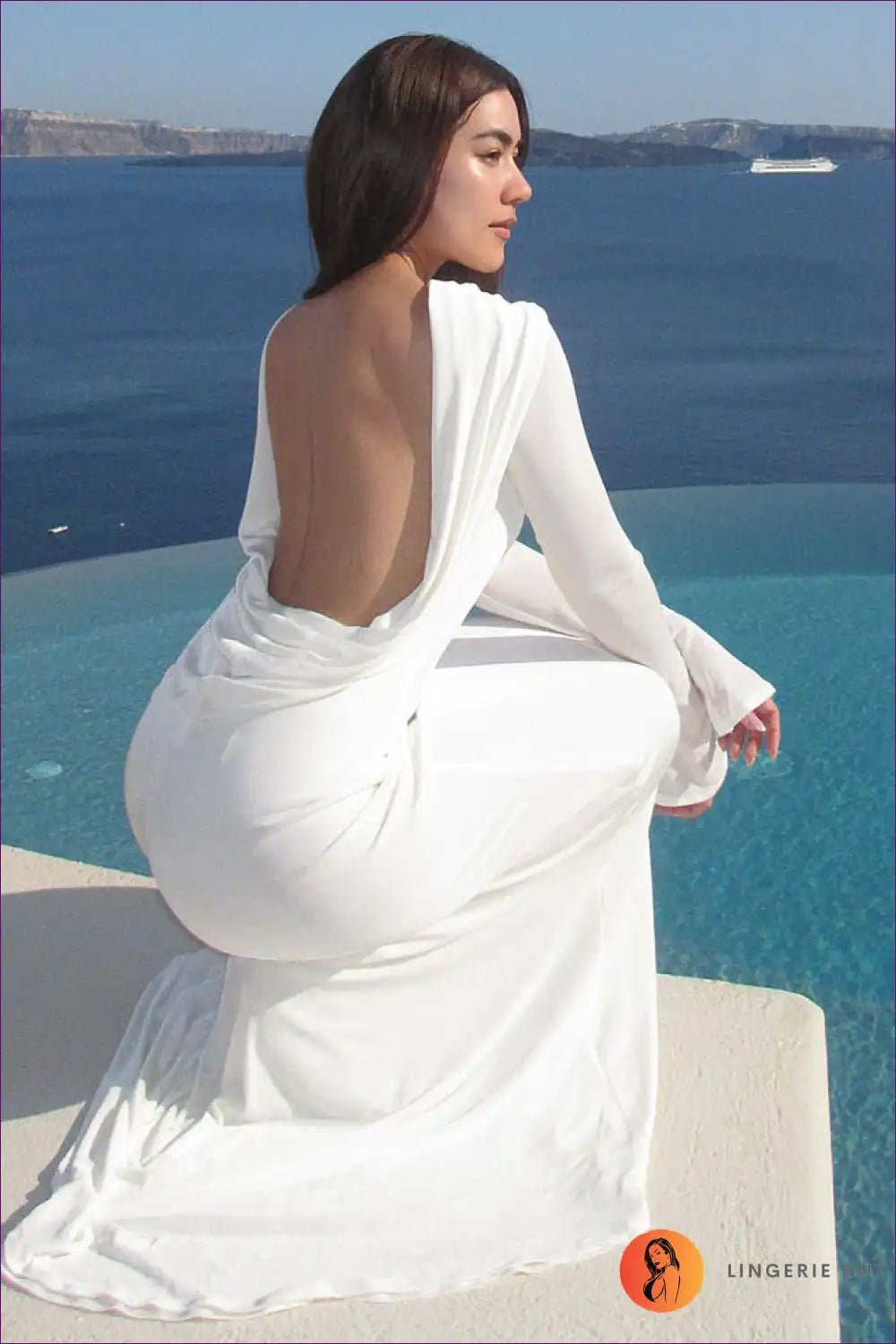 Backless Maxi Dress with Draped Cowl and Pleated Detailing for Backless, Evening Wear, Formal Glamour,