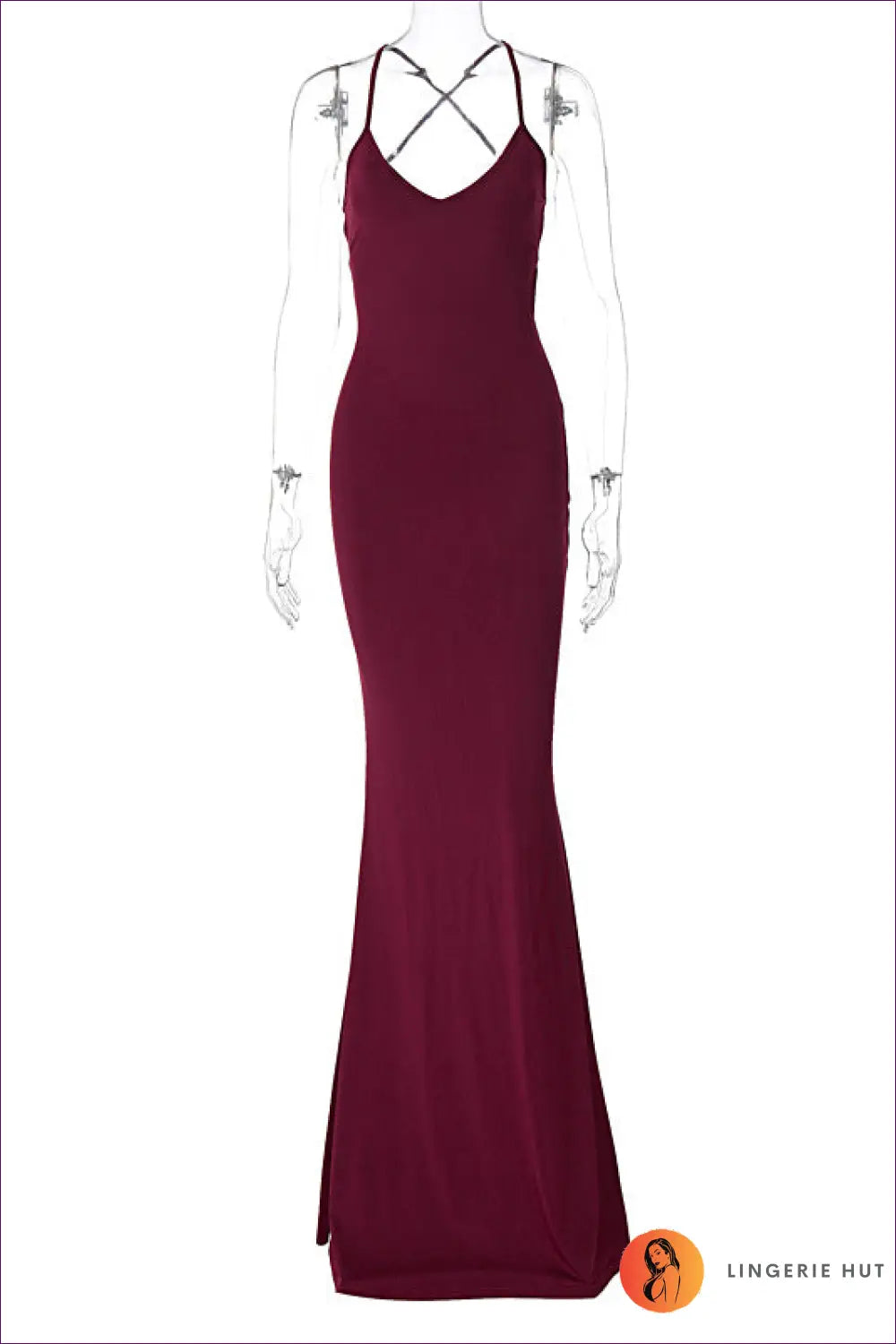 Backless Maxi Dress with Lace-up Detail - Winter Glamour Edit - s / Red - Dresses - Lingerie Hut - Backless • Cutout