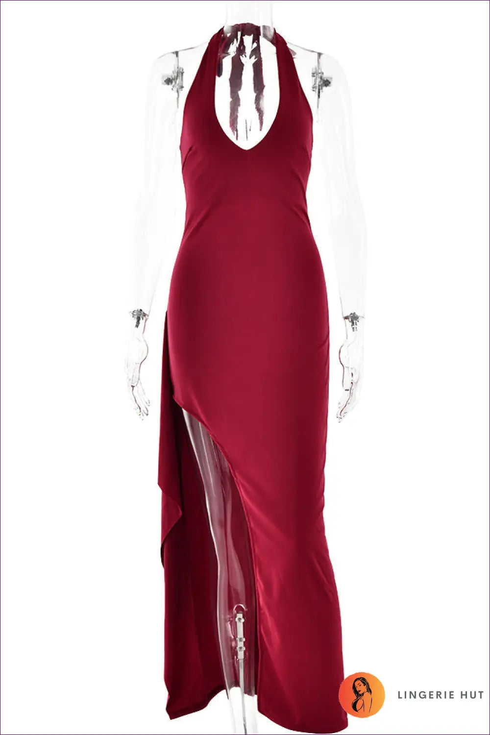 Backless Maxi Dress with Side Slit - Understated Glamour - s / Burgundy - Dresses - Lingerie Hut - Backless • Bodycon