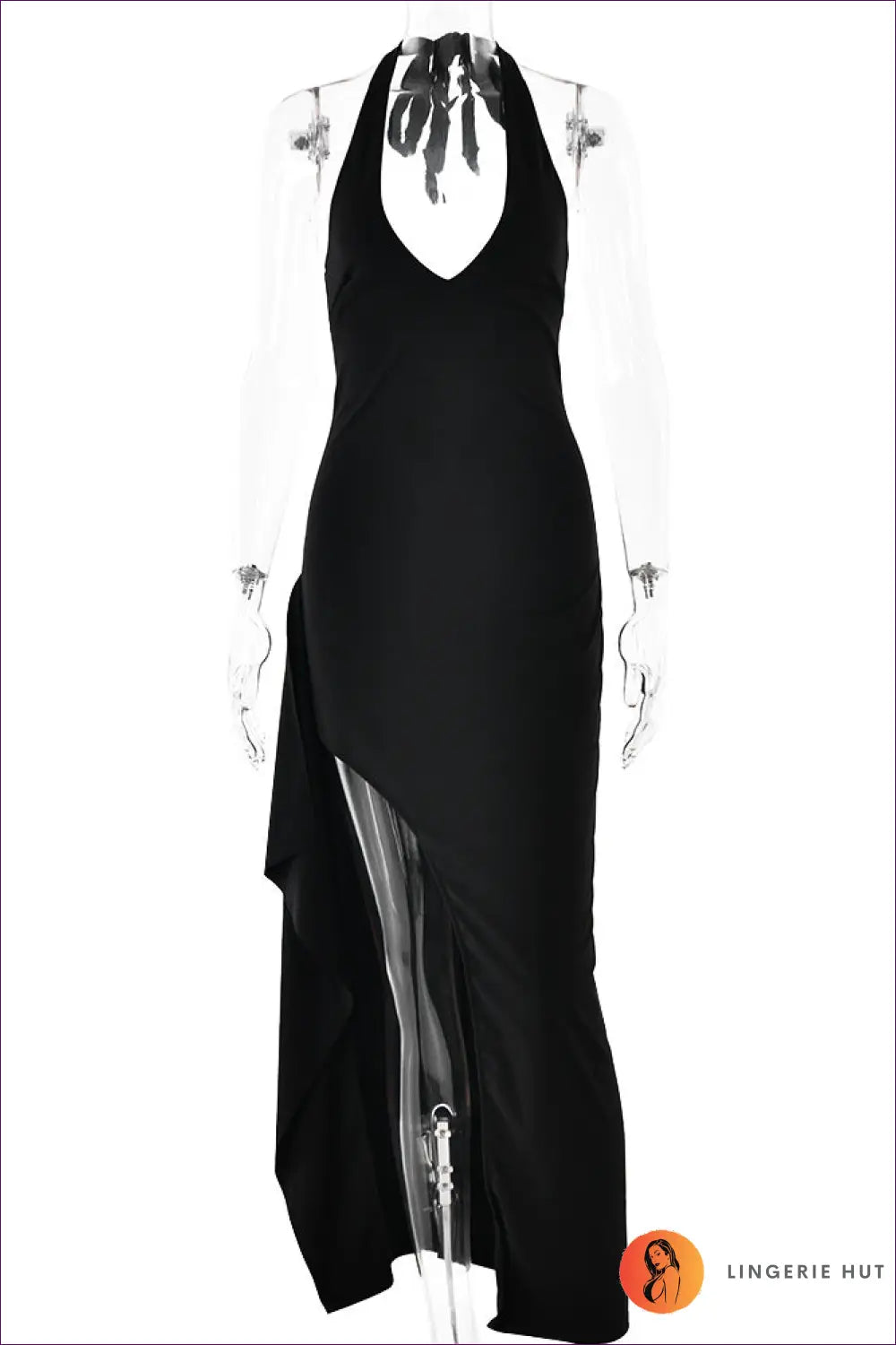 Backless Maxi Dress with Side Slit - Understated Glamour - m / Black - Dresses - Lingerie Hut - Backless • Bodycon