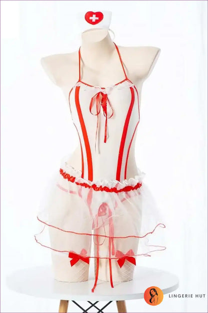 Backless Mesh Nurse Lingerie Bodysuit with Open Crotch for Backless, Bodysuit, Boudoir, Date Night,