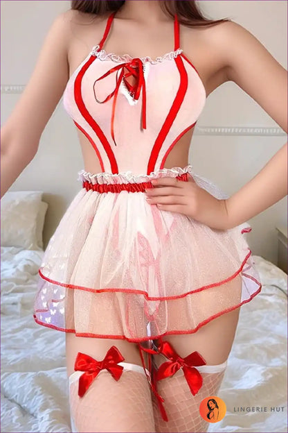 Backless Mesh Nurse Lingerie Bodysuit with Open Crotch for Backless, Bodysuit, Boudoir, Date Night,