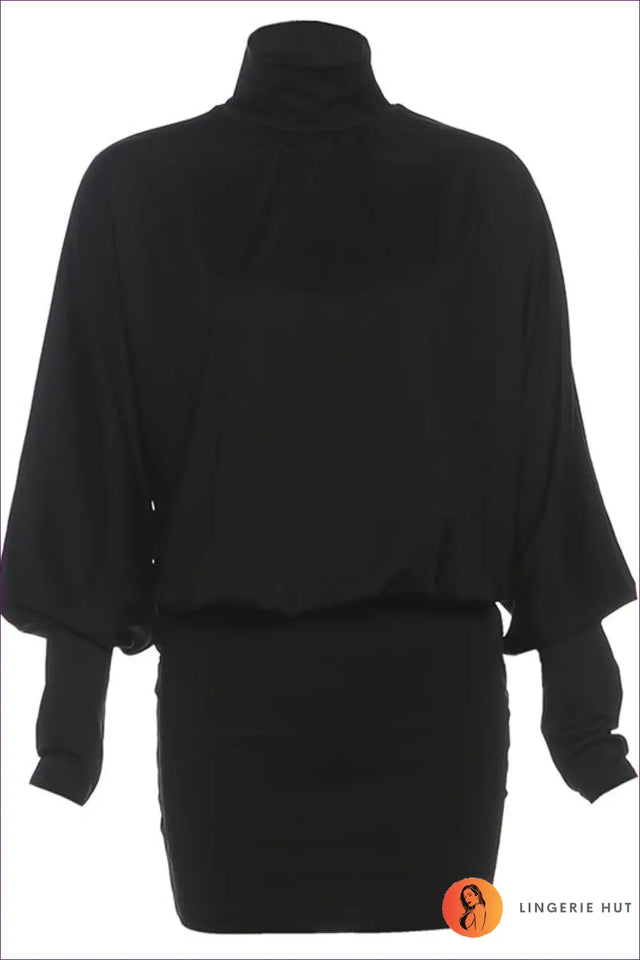 Backless Mini Dress with Draped Sleeves - Effortless Modernity