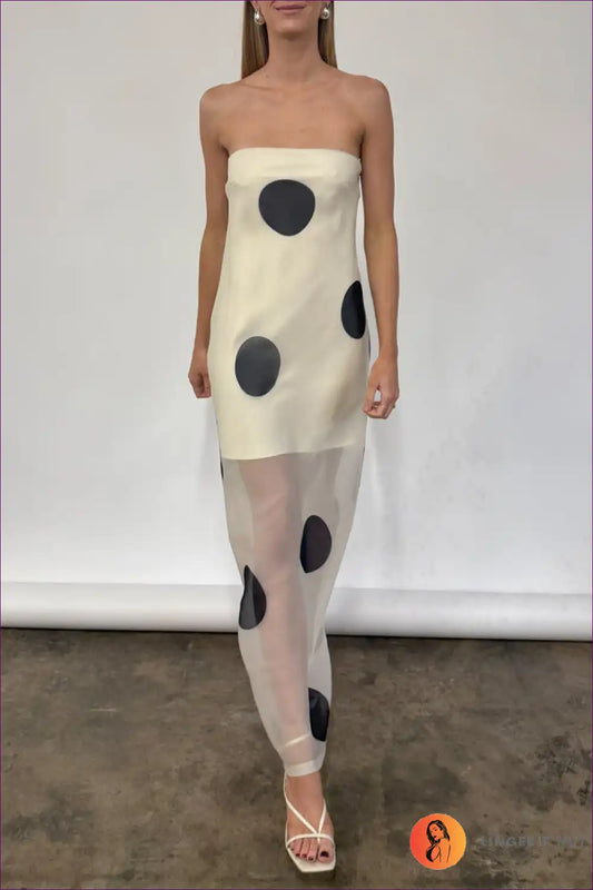 Backless Polka Dot Tulle Maxi Dress - Light Summer Drama for a Line, Backless, Dresses, Everyday,