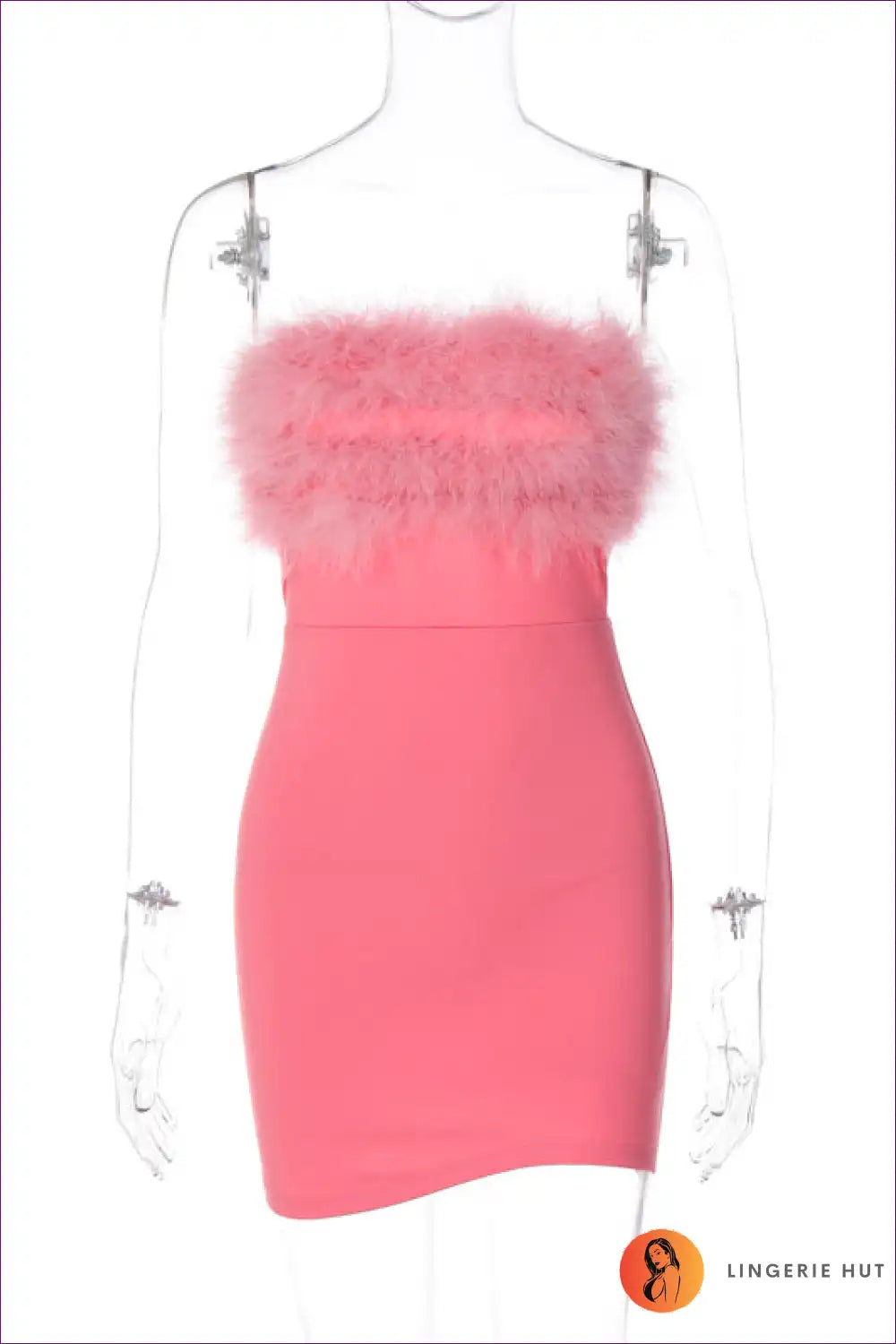 Ignite The Room With Lingerie Hut’s Backless Sheath Dress Elegant Furry Tube Top. Luxury Meets Sensuality.