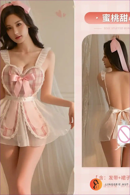 Backless Spaghetti Strap Maid Nightgown for Cosplay Evenings Backless, Everyday, just In, Lace,