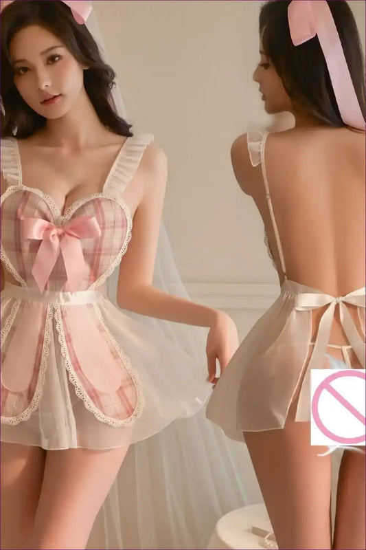 Backless Spaghetti Strap Maid Nightgown for Cosplay Evenings Backless, Everyday, just In, Lace,