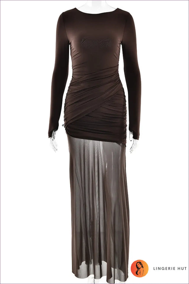 Backless Maxi Dress with Ruched Split - Understated Glamour
