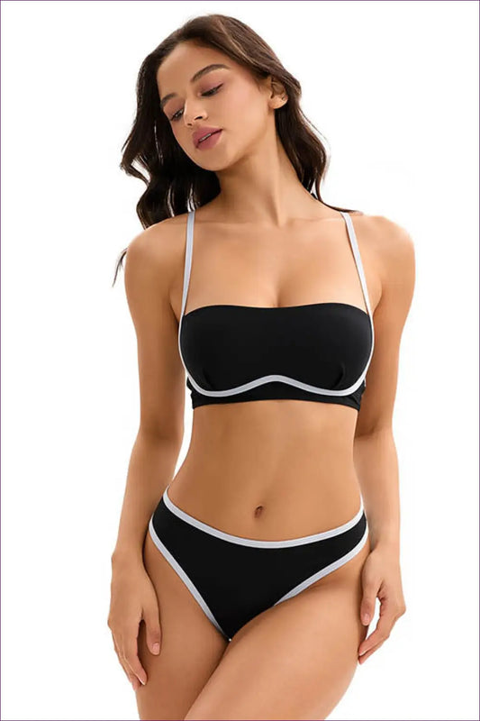 Bandeau Bikini with Contrast Trim - Clean Line Basics - Swimwear - Beachwear • just in • Sexy • Summer - Lingerie Hut