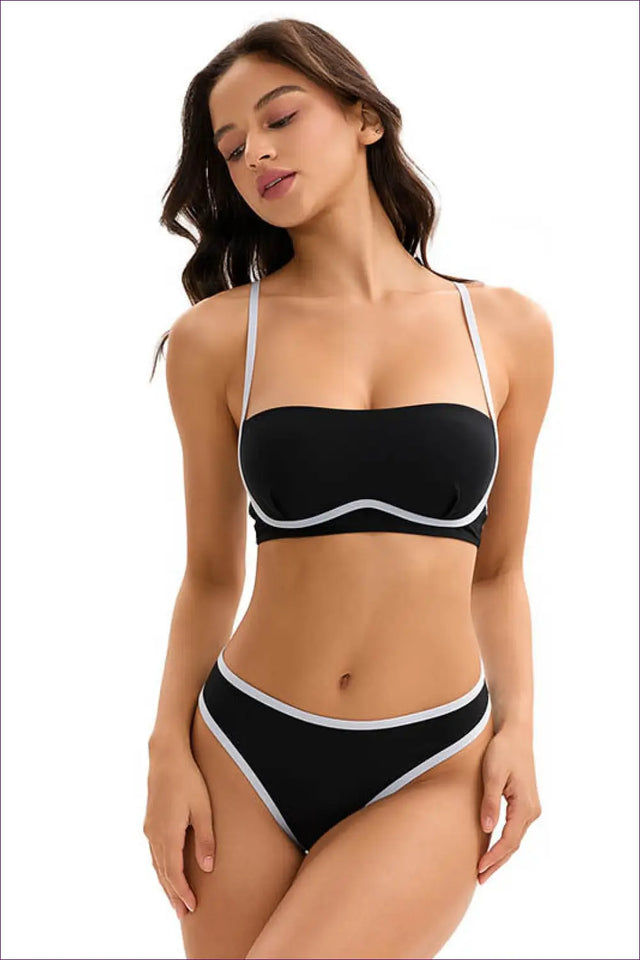 Bandeau Bikini with Contrast Trim - Clean Line Basics