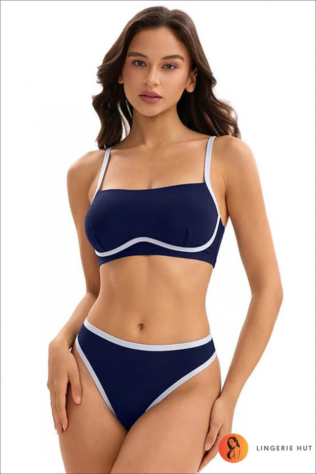 Bandeau Bikini with Contrast Trim - Clean Line Basics